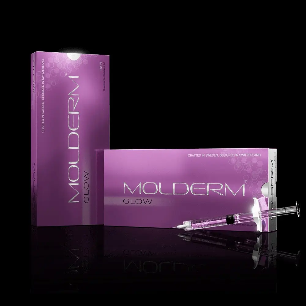 MOLDERM Glow hyaluronsyrefiller: æsker og sprøjte